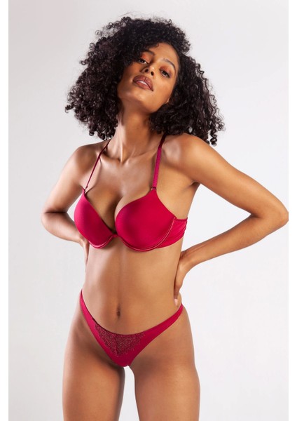 Golshan Garland Mini String, Kadın Güpürlü Şarap Külot