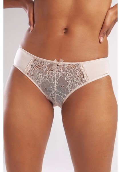 Golshan Gala Mini Slip, Kadın Dantelli Ten Külot