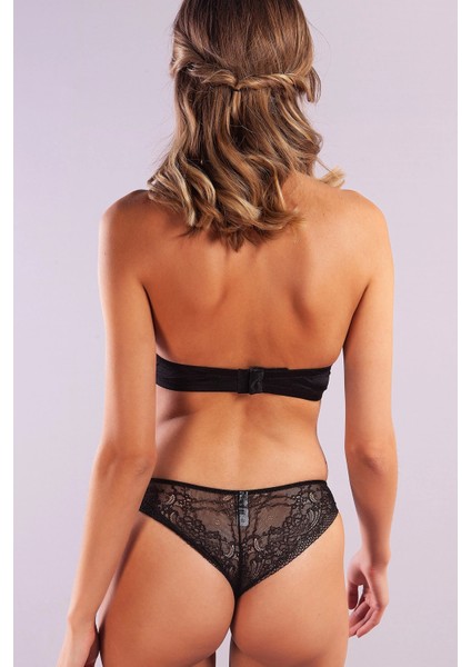 Golshan Gala Mini String, Kadın Dantelli Siyah Külot