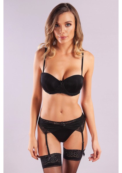 Golshan Gala Mini String, Kadın Dantelli Siyah Külot