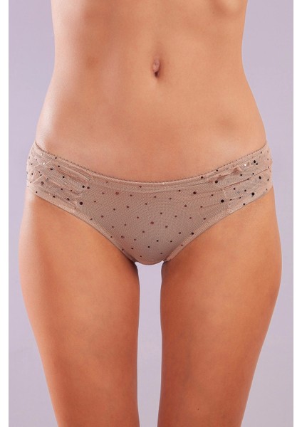 Golshan Galiana Mini Slip, Kadın Tül Transparan Ten Külot