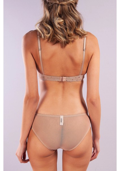 Golshan Galiana Mini Slip, Kadın Tül Transparan Ten Külot