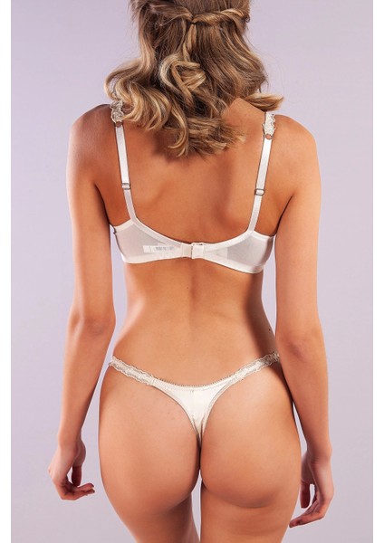 Golshan Giselle Mini String, Kadın Güpürlü Saten Ekru String Külot indirimleri