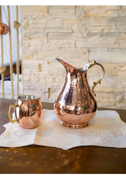 Bakır Sürahi Çekiç Dövme Ördek Model Bakır Renk