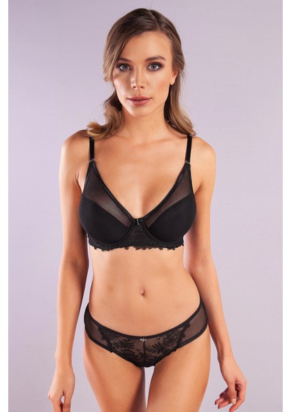 Golshan Gaspara Mini Slip, Kadın Güpürlü Tüllü Siyah Normal Kesim Külot fırsatları