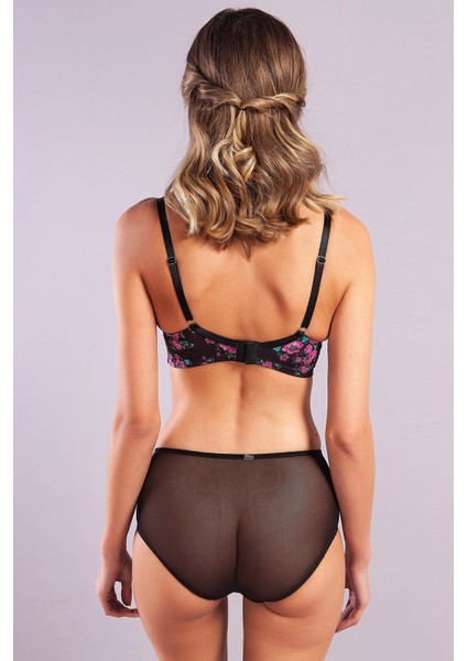 Golshan Gardenia Control Slip, Kadın Dantelli Çiçek Baskılı Siyah Yüksek Bel Külot indirimleri