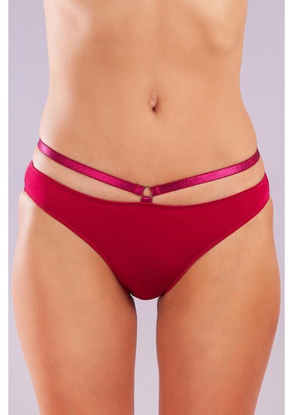 Golshan Gorbus Mini Slip, Kadın Micro Bel Şeritli Şarap Renkli Külot