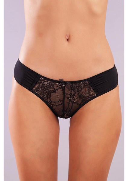 Golshan Gala Mini Slip, Kadın Dantelli Siyah Külot