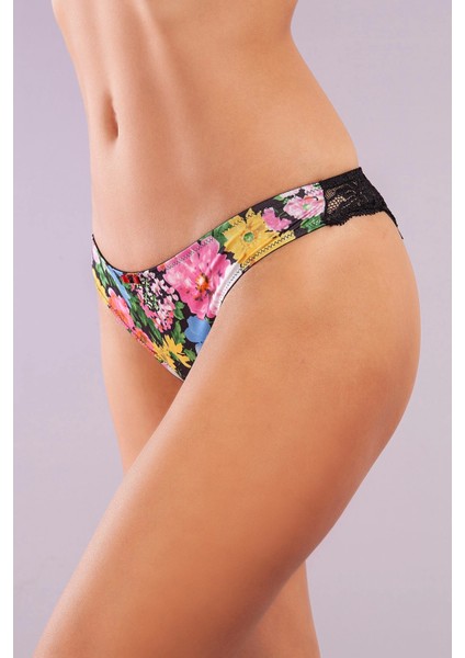 Golshan Garden Brazillian Slip, Kadın Dantelli Çiçek Baskılı Brezilyan Külot fiyatları