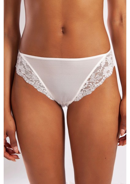 Golshan Goldy Mini Slip, Kadın Dantelli Ekru Külot