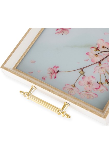Sakura Dikdörtgen Çay Kahve Cam Sunum Tepsisi 31x45cm fiyatları