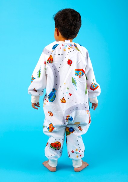 Elyafsız Kışlık Uzun Kollu Çift Kat %100 Pamuk Pazen Arabalı Cocuk Bebek Uyku Tulumu fırsatları