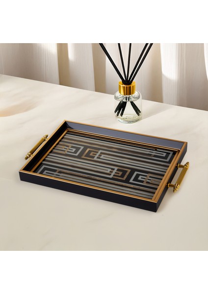 Grida Dikdörtgen Çay Kahve Cam Sunum Tepsisi 31x45cm fırsatları