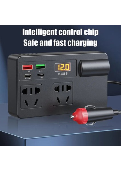 12V/24V Araba Invertörü 200W Dc'den Ac'ye 220V Dönüştürücü Anahtar Qc 3.0 Usb/pd/tip-C Şarj Cihazları Voltaj Algılama Cihazı B (Yurt Dışından) modelleri