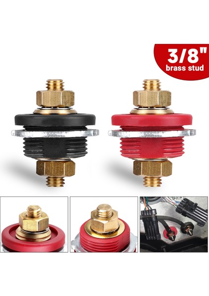 3/8 Saplama Uzaktan Akü Güç Bağlantı Bağlantısı Ağır Hizmet Tipi 24V Direk Terminali Kiti Araba Kamp Karavan Kamyon Tekne Kırmızı (Yurt Dışından) fırsatları