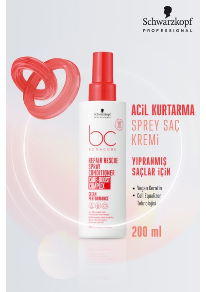 Bc Clean Yıpranmış Işlem Görmüş Saçlara Acil Kurtarma Onarıcı Sprey Saç Kremi 200 Ml
