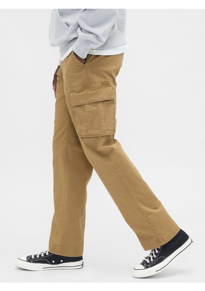 Erkek Bej GapFlex Straight Kargo Washwell™ Pantolon