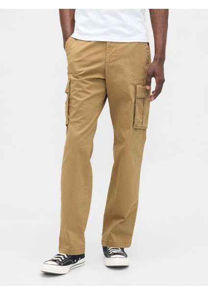 Erkek Bej GapFlex Straight Kargo Washwell™ Pantolon