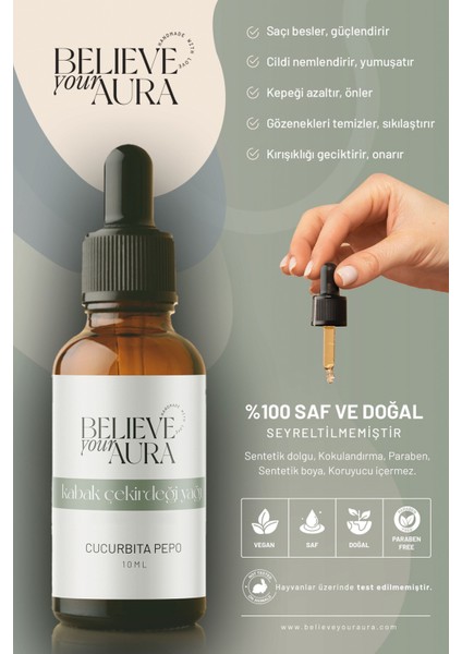 Kabak Çekirdeği Yağı - %100 Saf ve Doğal Yaşlanma Karşıtı Cilt ve Saç Bakım Yağı - 10 ml fiyatları