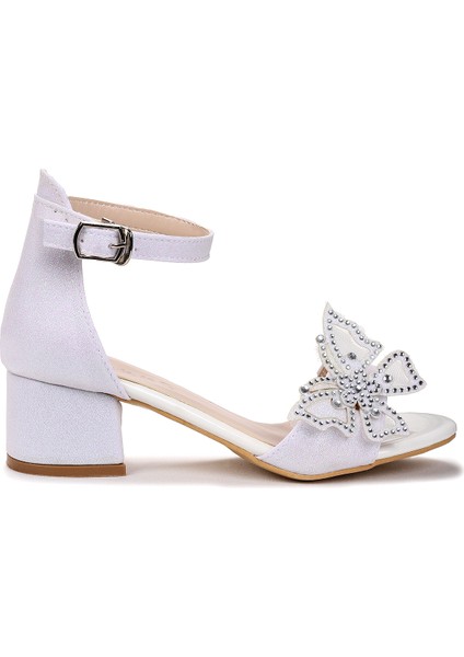 Zete Kum Simli Kız Çocuk 4 cm Topuklu Sandalet Abiye Ayakkabı modelleri