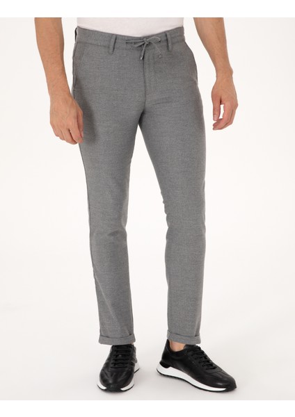 Erkek Gri Slim Fit Kordonlu Kanvas Pantolon 50310829-VR024 fiyatları