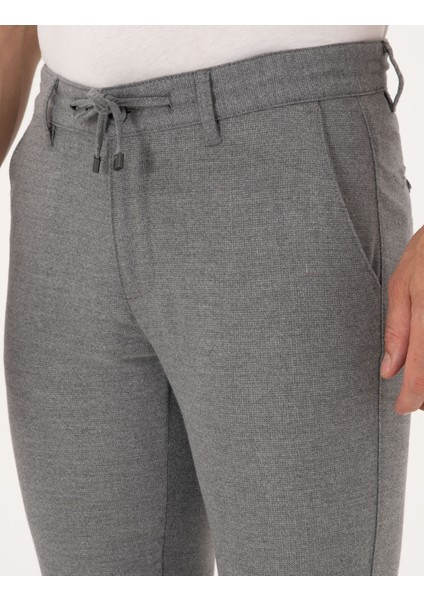 Erkek Gri Slim Fit Kordonlu Kanvas Pantolon 50310829-VR024 indirimleri