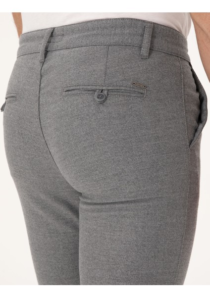 Erkek Gri Slim Fit Kordonlu Kanvas Pantolon 50310829-VR024
