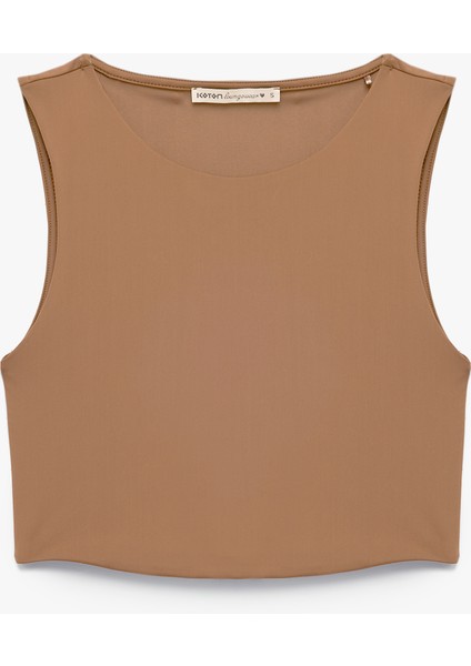 Skinny Bisiklet Yaka Kolsuz Crop Top