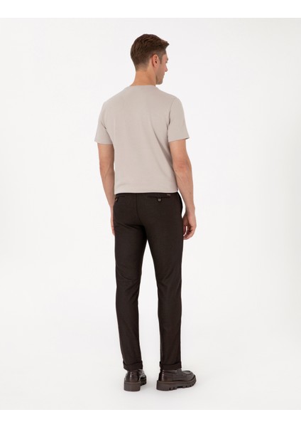 Erkek Koyu Kahverengi Slim Fit Kordonlu Kanvas Pantolon 50310829-VR084 fırsatları