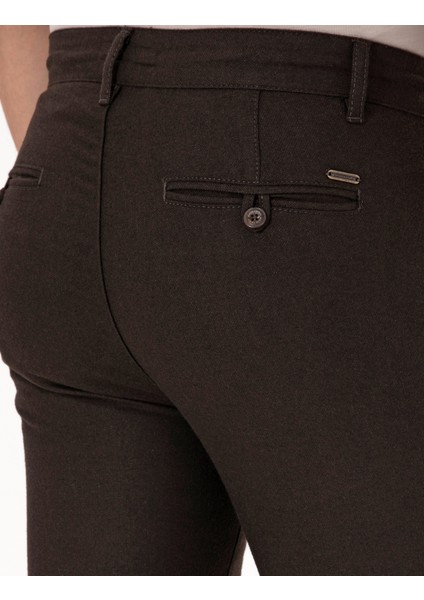 Erkek Koyu Kahverengi Slim Fit Kordonlu Kanvas Pantolon 50310829-VR084