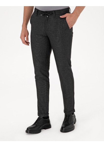 Erkek Antrasit Slim Fit Kordonlu Kanvas Pantolon 50310829-VR006 fiyatları