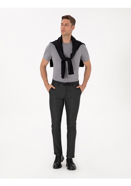 Erkek Antrasit Slim Fit Kordonlu Kanvas Pantolon 50310829-VR006 modelleri