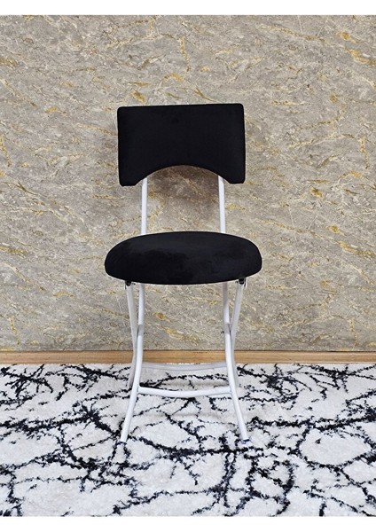 Beyaz Boyalı Katlanır Tabure - Kamp Sandalyesi - Sandalye - Mutfak Taburesi - Tabure Siyah Renk 36 x 80 Boyut/ebat