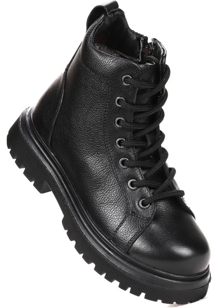 Rita %100 Deri Fermuarlı Kız Çocuk Bot Ayakkabı