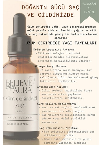 Üzüm Çekirdeği Yağı - %100 Saf ve Doğal Leke Karşıtı Cilt ve Saç Bakım Yağı - Grapeseed Oil - 10 ml fiyatları
