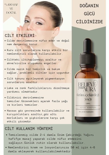 Üzüm Çekirdeği Yağı - %100 Saf ve Doğal Leke Karşıtı Cilt ve Saç Bakım Yağı - Grapeseed Oil - 10 ml modelleri