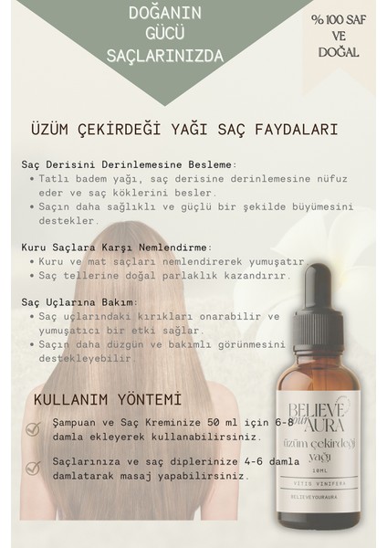 Üzüm Çekirdeği Yağı - %100 Saf ve Doğal Leke Karşıtı Cilt ve Saç Bakım Yağı - Grapeseed Oil - 10 ml fırsatları