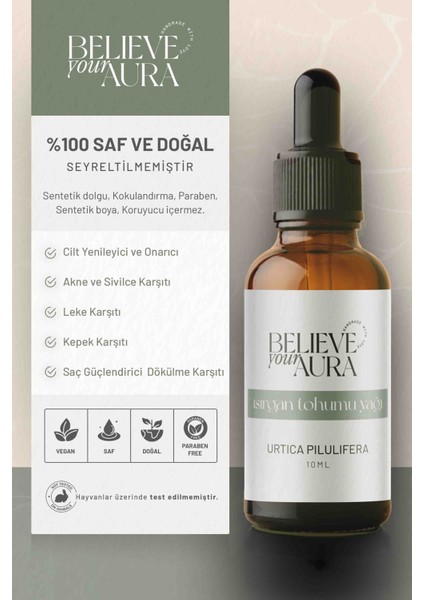 Isırgan Tohumu Yağı - %100 Saf ve Doğal Yatıştırıcı Dengeleyici Cilt ve Saç Bakım Yağı - 10 ml fiyatları