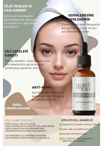 Isırgan Tohumu Yağı - %100 Saf ve Doğal Yatıştırıcı Dengeleyici Cilt ve Saç Bakım Yağı - 10 ml modelleri