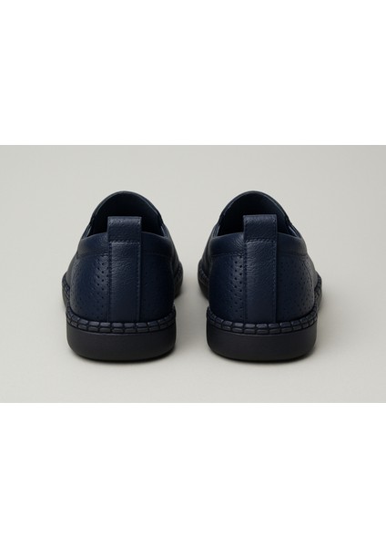 GR0371 Hakiki Deri Hafif Poli Taban Dikişli Aksesuarlı Delikli Günlük Espadril Tarz Erkek Ayakkabı