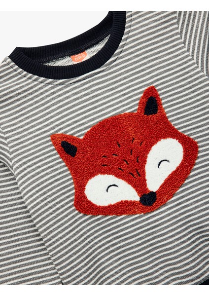 Uzun Kollu Bisiklet Yaka Hayvan Nakışlı Sweatshirt modelleri