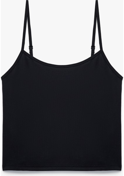 Modal Kumaş Ince Askılı Crop Pijama Üstü