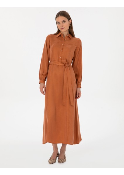 Kadın Tarçın Comfort Fit Dokuma Elbise 50313239-VR191