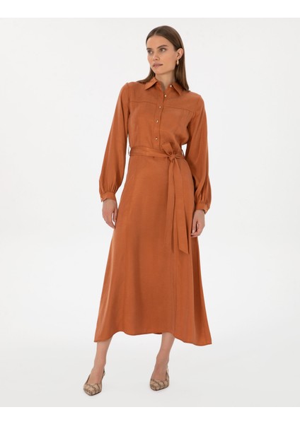 Kadın Tarçın Comfort Fit Dokuma Elbise 50313239-VR191 modelleri