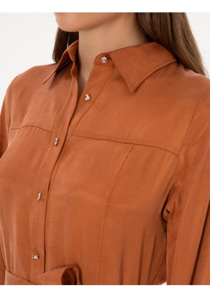 Kadın Tarçın Comfort Fit Dokuma Elbise 50313239-VR191