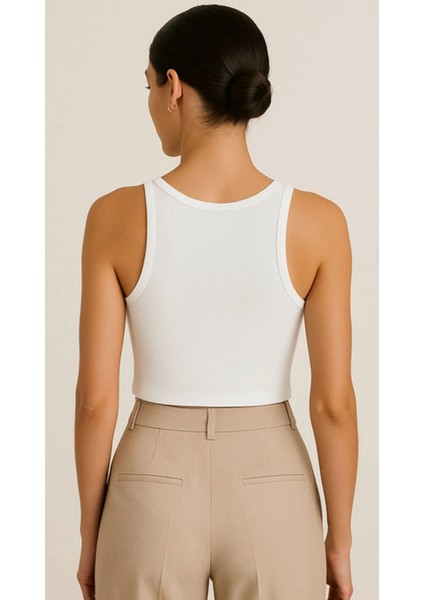 GreyModa Kadın fitilli crop kısa modelleri