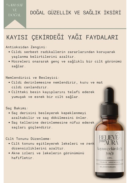 Kayısı Çekirdeği Yağı - %100 Saf ve Doğal Cilt ve Saç Bakım Yağı - Apricot Kernel Oil- 10 ml fiyatları
