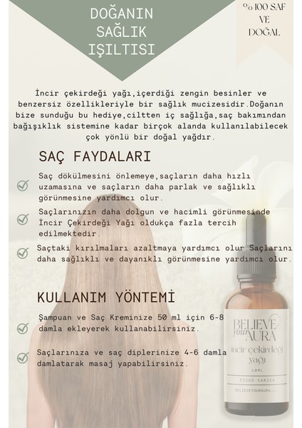 Incir Çekirdeği Yağı - %100 Saf ve Doğal Onarıcı Canlandırıcı Cilt ve Saç Bakım Yağı - 10 ml modelleri