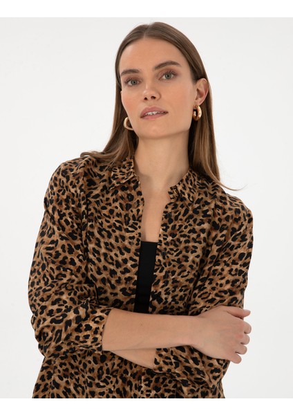 Kadın Camel Comfort Fit Uzun Kollu Gömlek 50313664-VR015 fiyatları