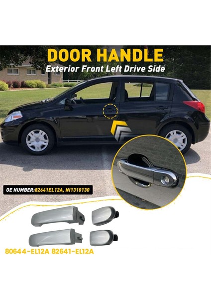 Çift Ön Dış Dış Kapı Kolu 80644-EL12A 82641-EL12A Nissan Versa 2007-2012 Için Çekme Kolu Fl+Fr Gümüş (Yurt Dışından) fiyatları